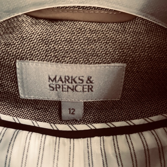 Marks and Spencer Black Beige Herringbone Blazer Jacket Single Breasted 8 (UK12 - Picture 5 of 17